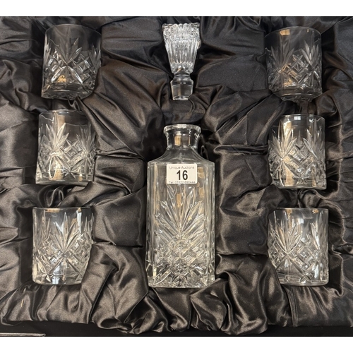 16 - An Argyle fine cut crystal boxed decanter & 6 glasses