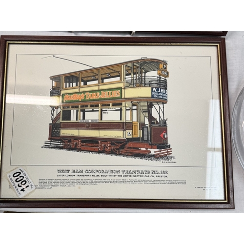 1602 - Six framed & glazed prints of trams