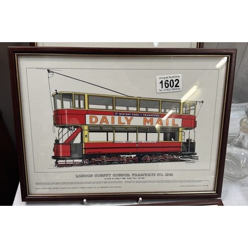 1602 - Six framed & glazed prints of trams