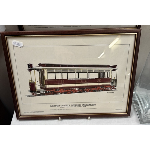 1602 - Six framed & glazed prints of trams