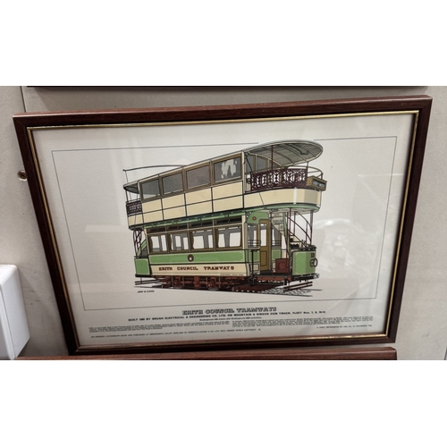 1602 - Six framed & glazed prints of trams