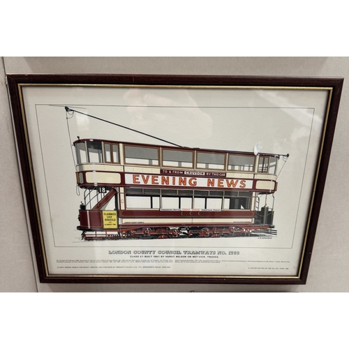 1602 - Six framed & glazed prints of trams