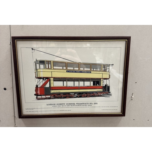 1602 - Six framed & glazed prints of trams