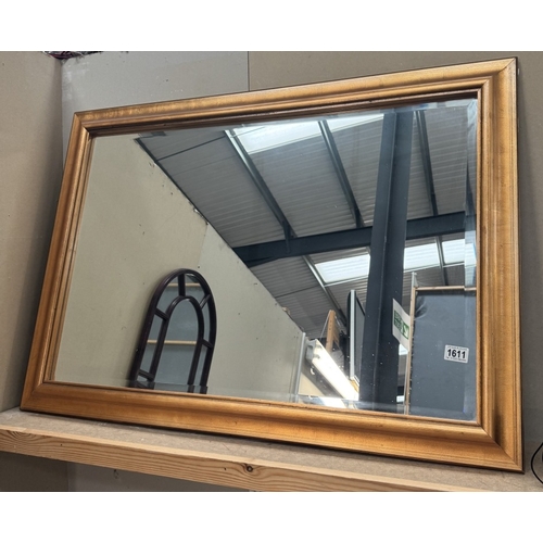 1611 - A large gilt frame bevel edge mirror 105 x 75cm