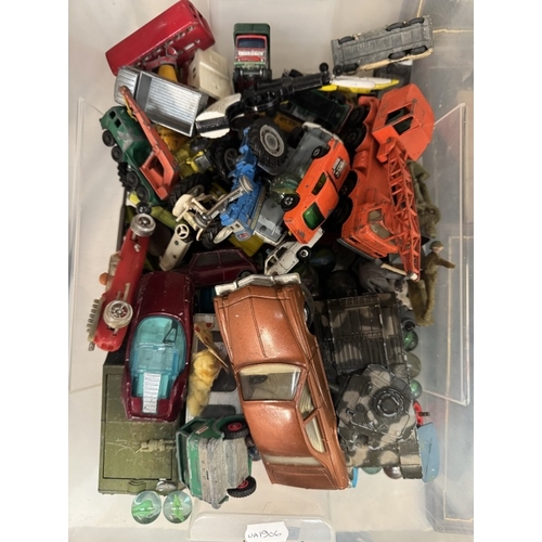 1622 - A box of playworn diecast including Matchbox, Corgi, Kojak, The Saint, Adams probe, Mini etc