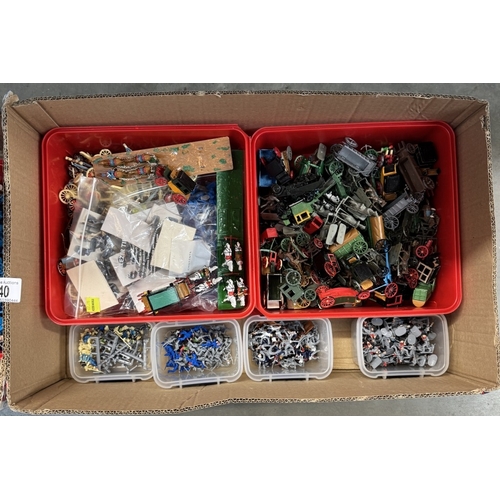 40 - A large quantity of small plastic soldiers, stage coaches, cannons etc