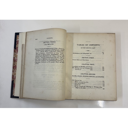 1261 - History of Lithography by Alois Senefelder, 1819, lovely bound copy but tear to one page and frontis... 