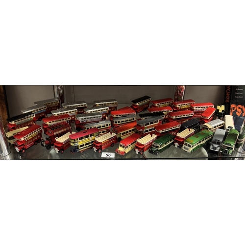 50 - A good collection of unboxed Corgi, EFE, Lledo etc Diecast buses