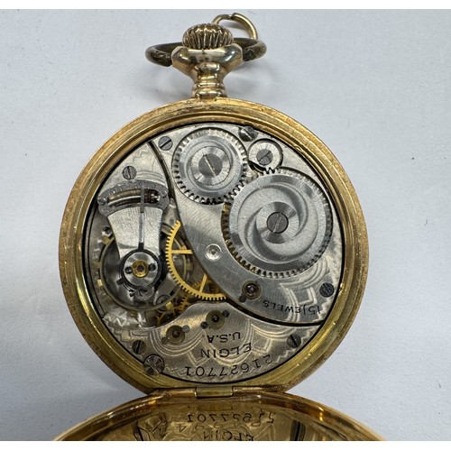 1139 - A 14ct gold Elgin pocket watch. Elgin, USA 15 Jewels