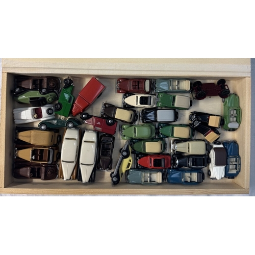 78 - 5 boxed of HO gauge plastic military vehicles & vans in wooden boxes