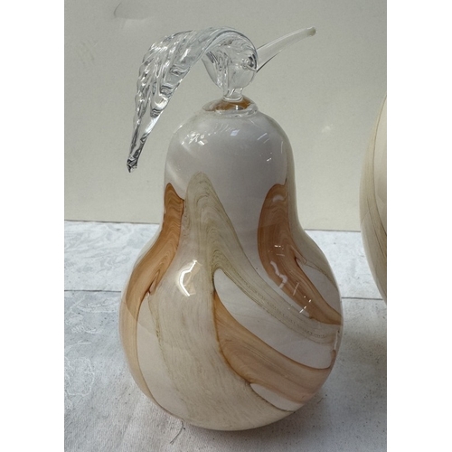 82 - 3 Pieces of art glass vase & fruit