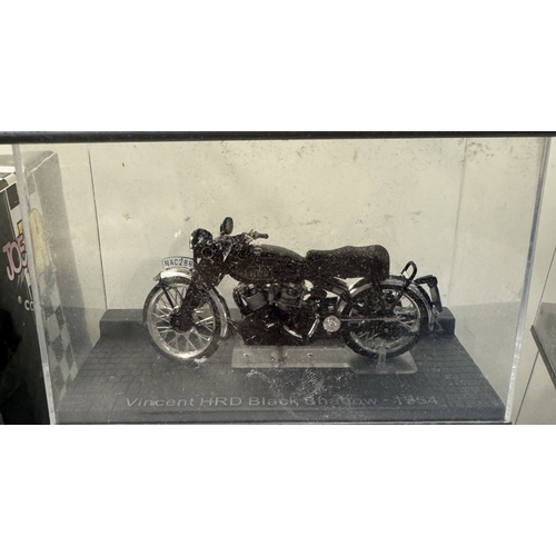 106 - A quantity of boxed motorcycle models including Norton, Vincent, Royal Enfield etc & A boxed scooter... 