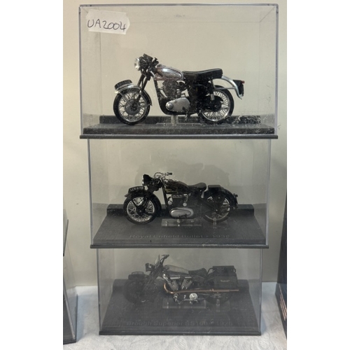 106 - A quantity of boxed motorcycle models including Norton, Vincent, Royal Enfield etc & A boxed scooter... 