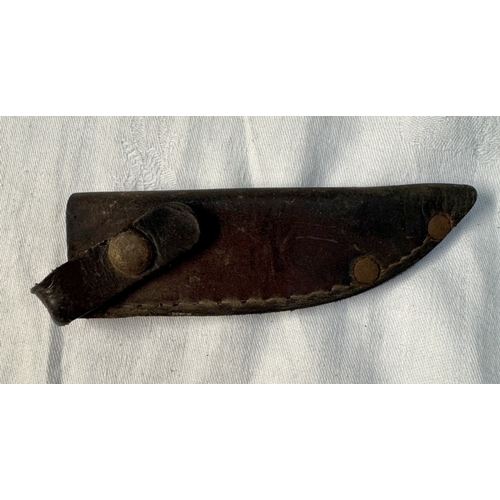 110 - A vintage carved antler grip skinning knife with corkscrew & decora Solingen blade & 2 Swiss multi t... 