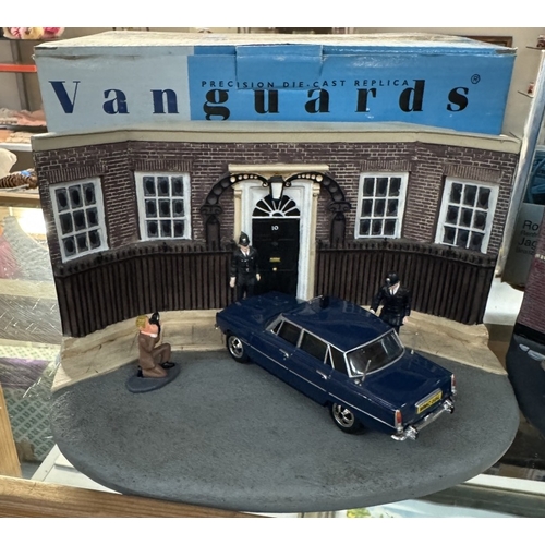 115 - 2 Boxed Vanguard limited edition dioramas including Rover 3500 V8 & Rover 2000, Jaguar XK120