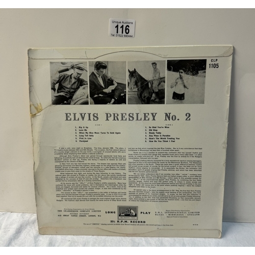 116 - An Elvis Presley No 2 LP. HMV CLP1105, G2WP70208- In Runout. RCM Very Good Plus, Cover Used.