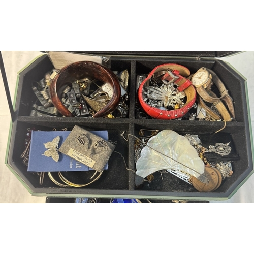 97 - A mirror jewellery box & a good lot of costume jewellery