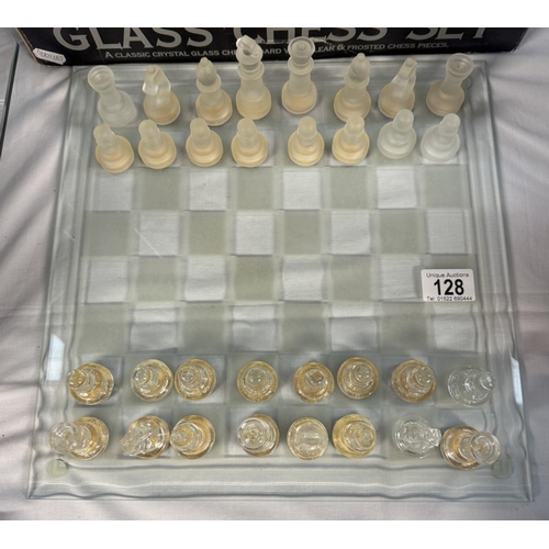 128 - A boxed glass chess set