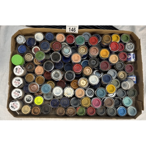 146 - A quantity of small tins of modelles enamel paint & brushes. Collect Only