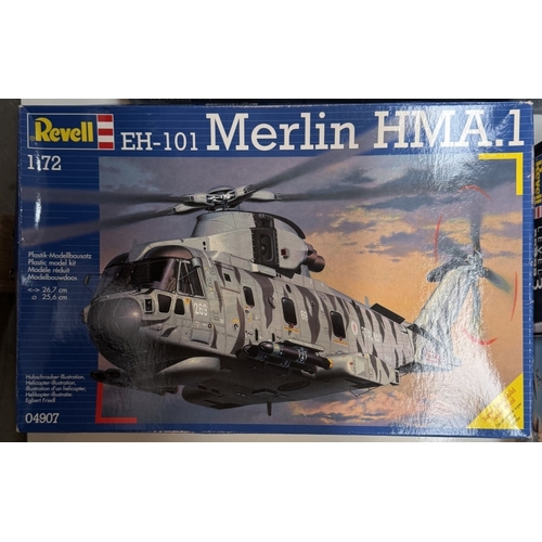 194 - 4 Boxed Revell model kits, 04469 Helicopter, 00026 Missile & Launcher, EH-101 Merlin, MV22 Osprey & ... 