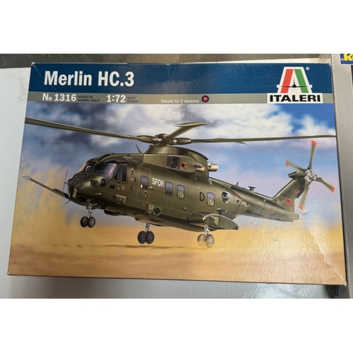 194 - 4 Boxed Revell model kits, 04469 Helicopter, 00026 Missile & Launcher, EH-101 Merlin, MV22 Osprey & ... 