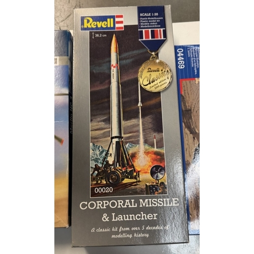 194 - 4 Boxed Revell model kits, 04469 Helicopter, 00026 Missile & Launcher, EH-101 Merlin, MV22 Osprey & ... 