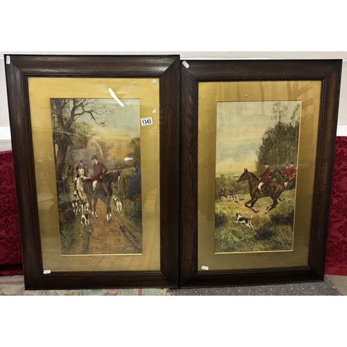 1343 - Two framed & glazed W.Gilbert watercolours. Hunting scenes. Going To The Meet & In At The Death