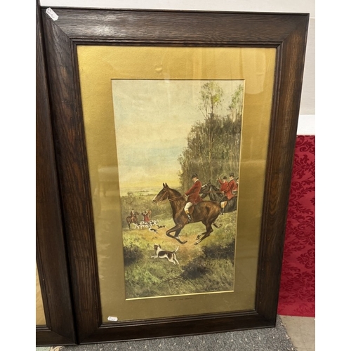 1343 - Two framed & glazed W.Gilbert watercolours. Hunting scenes. Going To The Meet & In At The Death