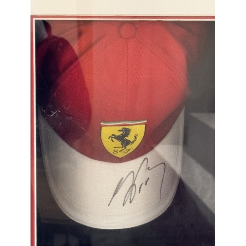 1350 - An Alan Prost collage display with signed cap with certificate of authenticity.