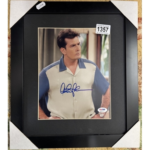 1357 - 2 Framed & glazed Charlie Sheen signed photographs