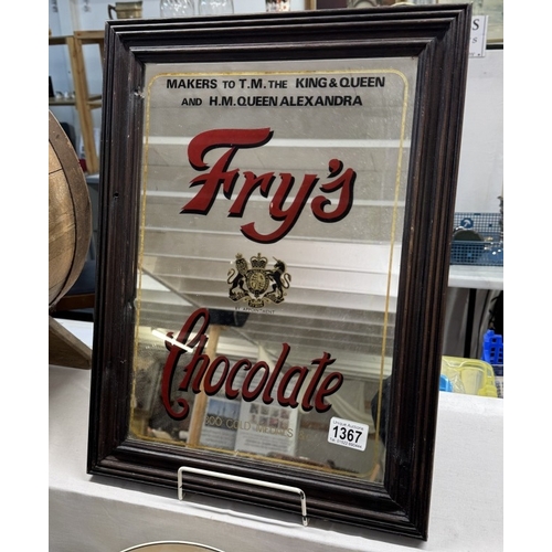 1367 - A large vintage Frys chocolate advertising mirror. 32 x 52cm