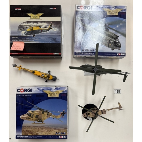 198 - A selection of boxed Corgi Aviation Archive model light and heavy helicopters. AA39006, AA27001, AA3... 