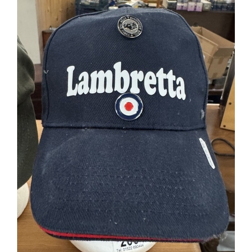 206 - 2 Lambretta caps & 1 Vesta cap