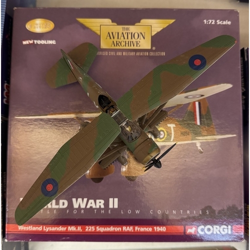 223 - 15 World War 2 die cast models of 'Warbirds' fighters & bombers etc. mainly Corgi Aviation Archive b... 