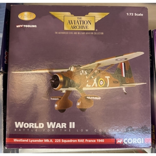 223 - 15 World War 2 die cast models of 'Warbirds' fighters & bombers etc. mainly Corgi Aviation Archive b... 