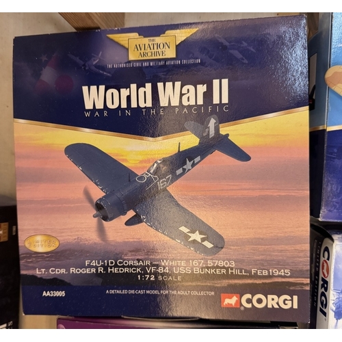 223 - 15 World War 2 die cast models of 'Warbirds' fighters & bombers etc. mainly Corgi Aviation Archive b... 