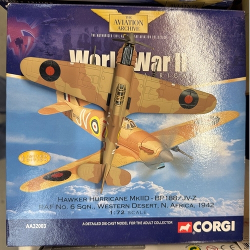 223 - 15 World War 2 die cast models of 'Warbirds' fighters & bombers etc. mainly Corgi Aviation Archive b... 