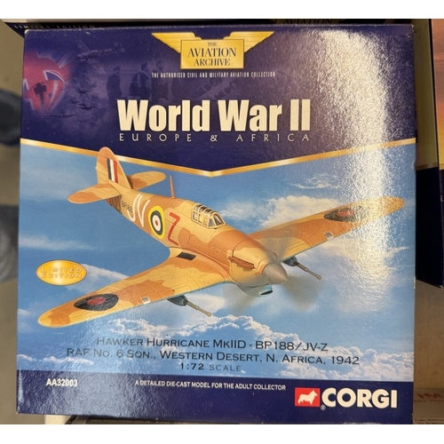 223 - 15 World War 2 die cast models of 'Warbirds' fighters & bombers etc. mainly Corgi Aviation Archive b... 