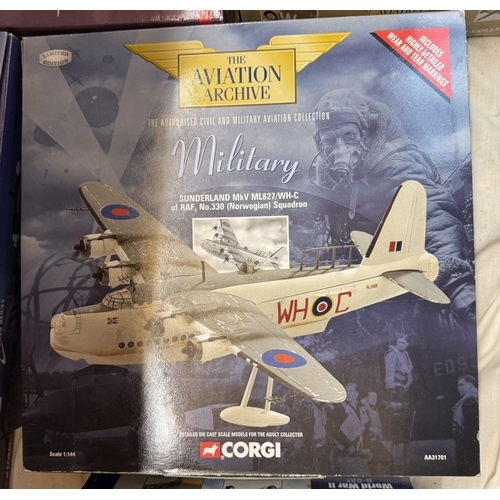 223 - 15 World War 2 die cast models of 'Warbirds' fighters & bombers etc. mainly Corgi Aviation Archive b... 