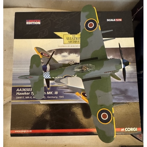 223 - 15 World War 2 die cast models of 'Warbirds' fighters & bombers etc. mainly Corgi Aviation Archive b... 