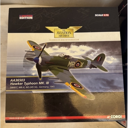 223 - 15 World War 2 die cast models of 'Warbirds' fighters & bombers etc. mainly Corgi Aviation Archive b... 