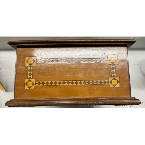 1369 - An inlaid deed box. 37cm x 26cm x 13cm