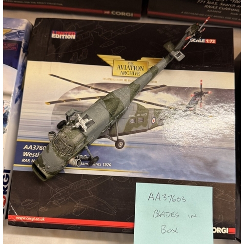 227 - 5 boxed Corgi Aviation Archive model helicopters. (3 light, 2 heavy) AA33416, AA33414, AA39100, AA39... 