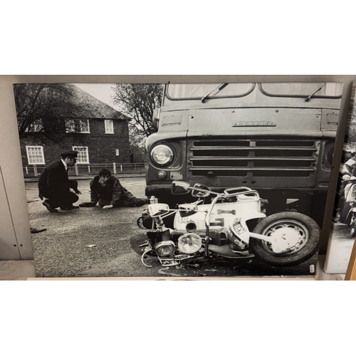 229 - 10 retro scooter, Mod prints on canvas including Quadrophenia, Sting, Lambretta & Vespa, various siz... 