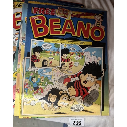 236 - A quantity of Beano & Dandy comics 1990 onwards, etc