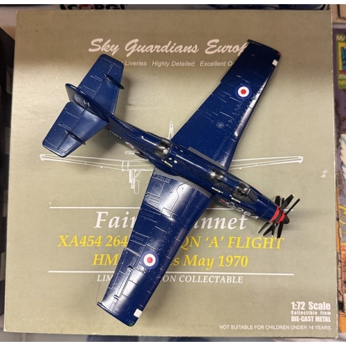 239 - 5 miscellaneous boxed die cast model aircraft including Red Arrows, Avro York, Fairey Gannet & Chino... 