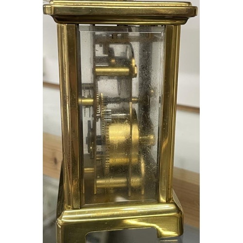 1099 - A Bayard brass carriage clock engraved on front 'Volvo Penta UK'.