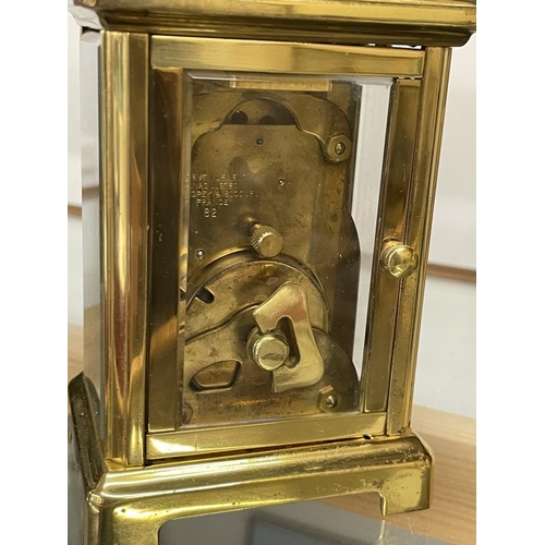 1099 - A Bayard brass carriage clock engraved on front 'Volvo Penta UK'.