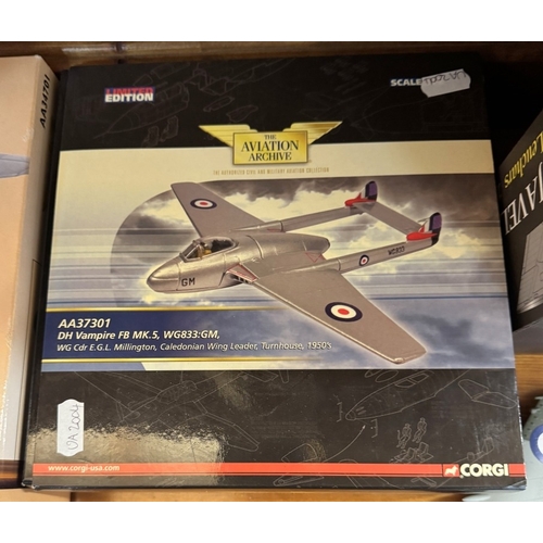 257 - A collection of mainly Corgi Aviation boxed & unboxed early jet military aircraft A/F. AA35003, AA35... 