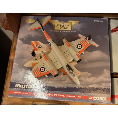 257 - A collection of mainly Corgi Aviation boxed & unboxed early jet military aircraft A/F. AA35003, AA35... 